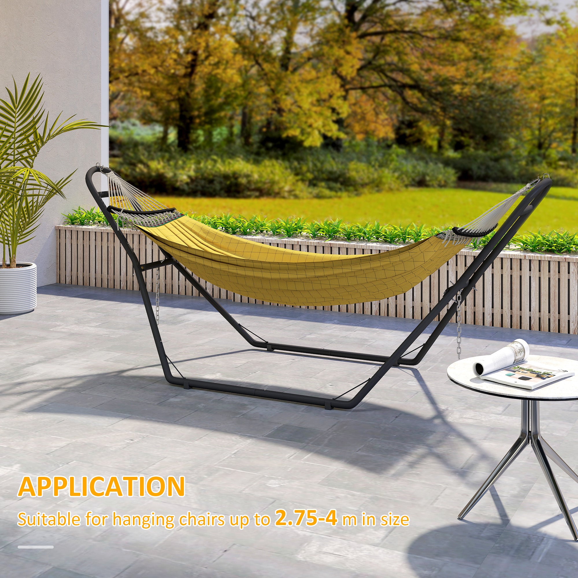 9ft Hammock Stand Adjustable Hammock Frame with Non-Slip Feet for Indoor Outdoor, 150 kg Capacity, Black