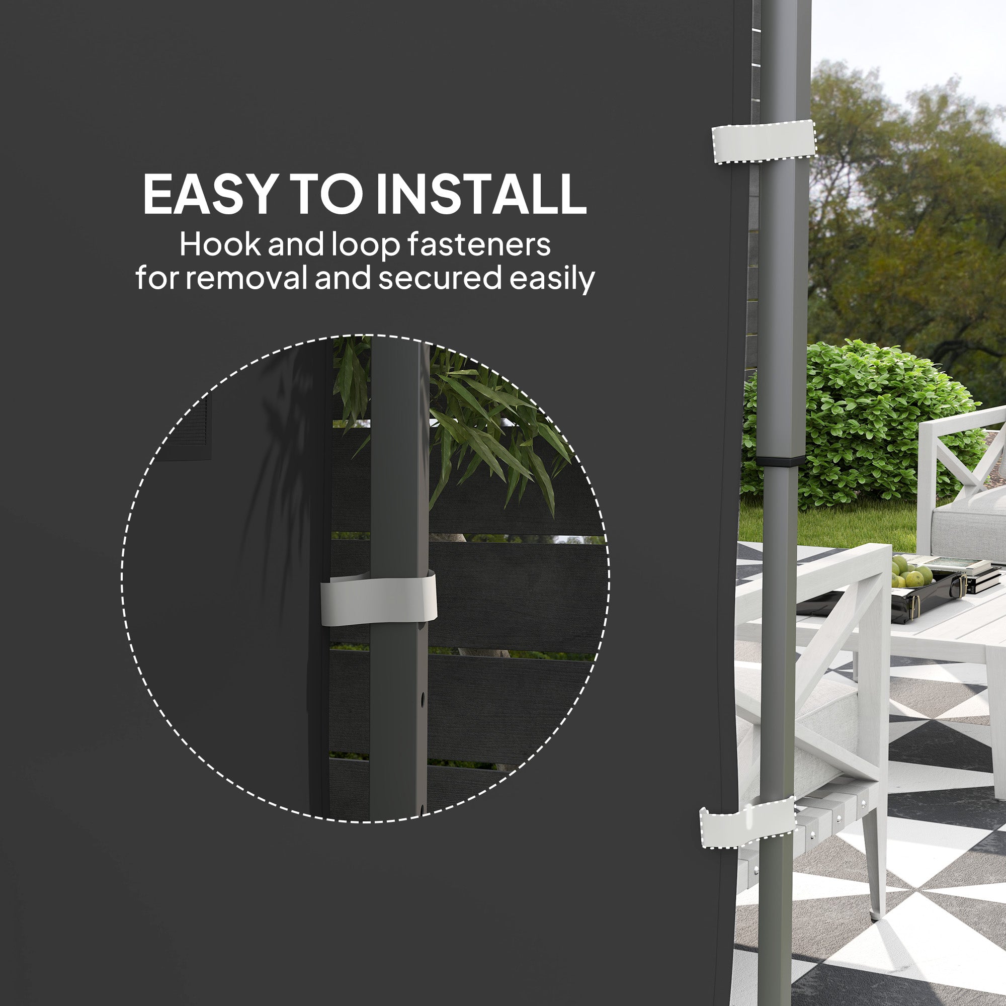 Replacement Gazebo Sidewall 195 x 295 cm with Storage Pockets - Black