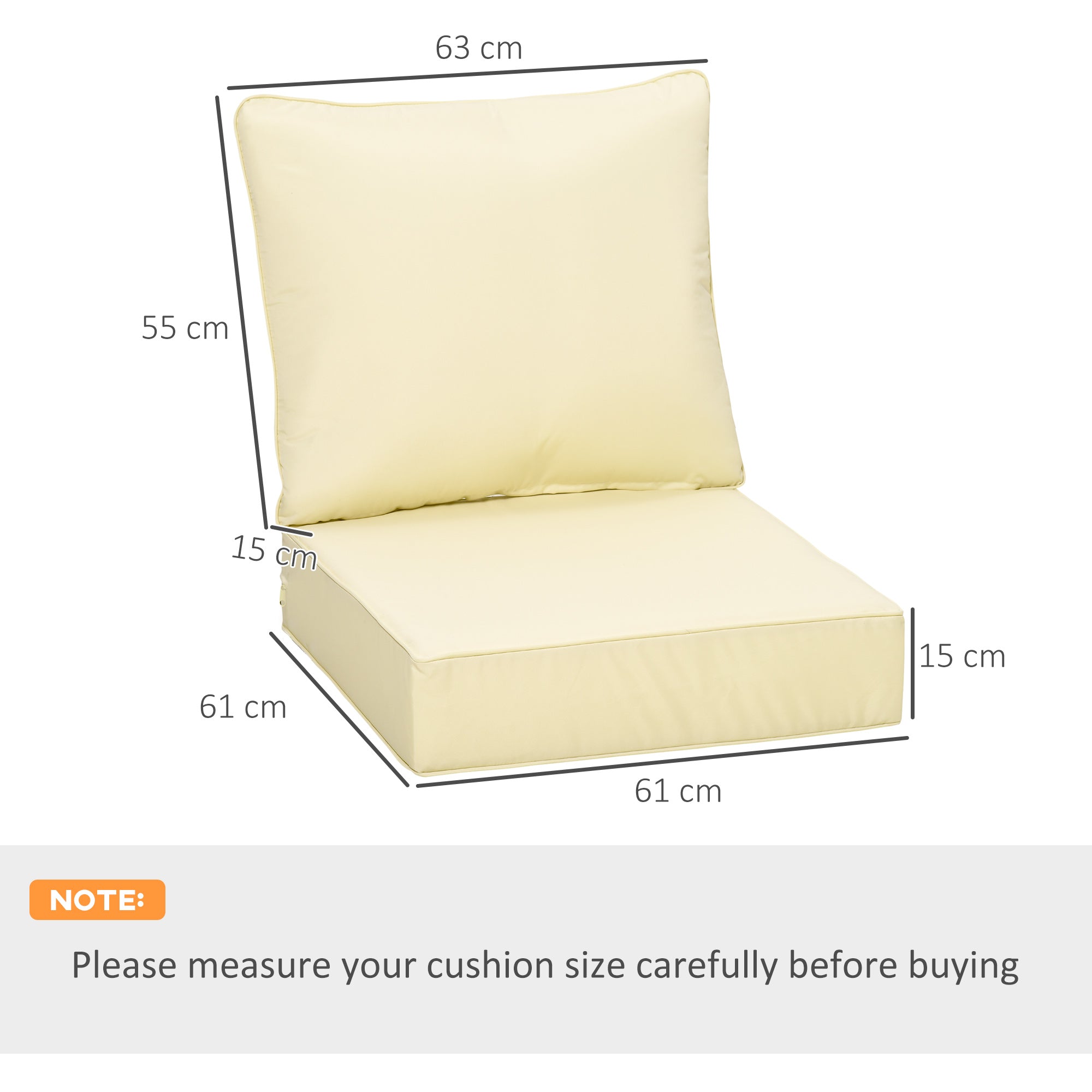 4 Pieces Outdoor Seat and Back Cushion Set Patio Deep Seating Chair Replacement Cushion, Beige