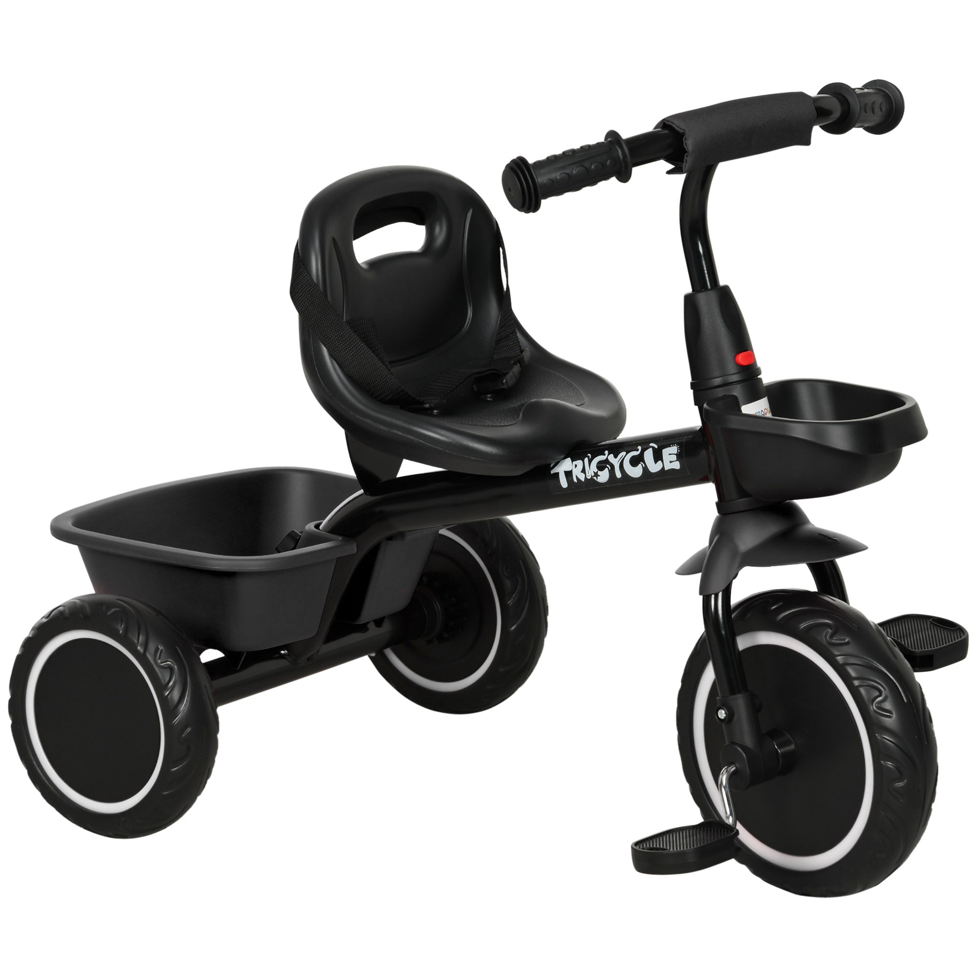 Kids Trike for 2-5 Years with Adjustable Seat, Pedal, Baskets, Black