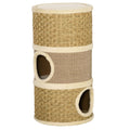 Cat Scratching Barrel Kitten Tree Tower with Sisal and Seaweed Rope - Khaki Brown