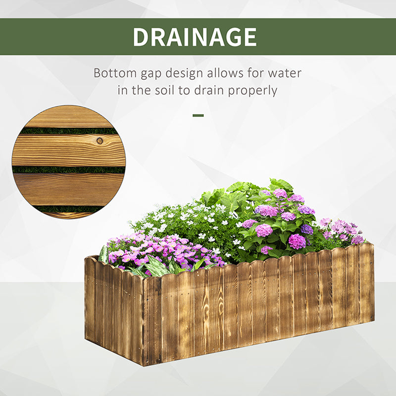 109L Raised Garden Bed, Wooden Rectangle Planter Box, Outdoor Herb Vegetable Flower Pot (100L x 40W x 30H cm)