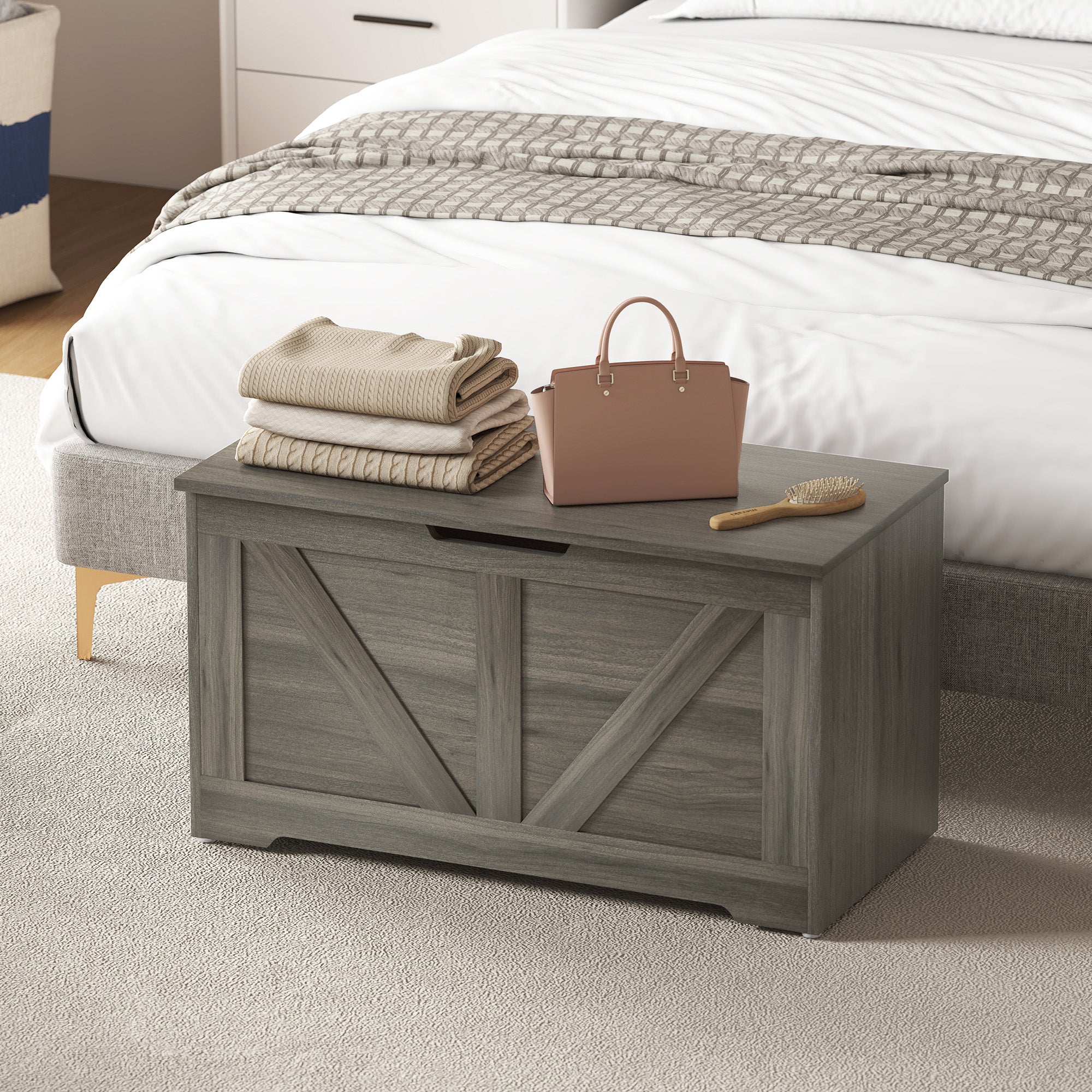 100L Home Storage Box, with Safety Hinges - Charcoal Grey