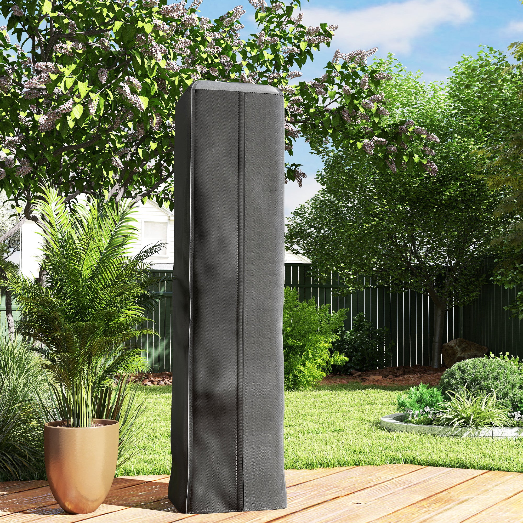 Heavy Duty Gas Pyramid Patio Heater Cover, Full Length Outdoor Heater Cover Protector, UPF 30+ Oxford Fabric with Zipper, Black