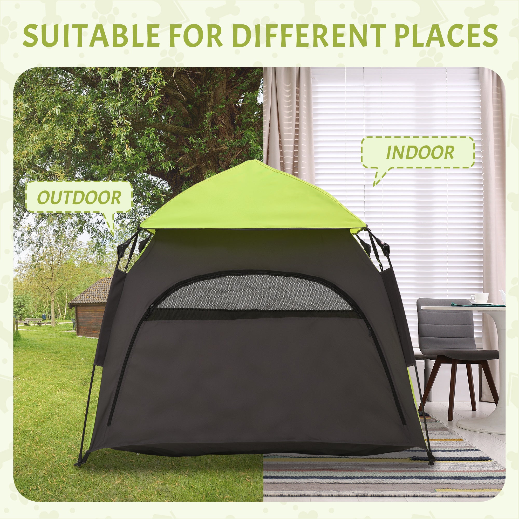 Foldable Dog Cat Tent with Waterproof Oxford, Carry Bag for Extra Large Dog, Green