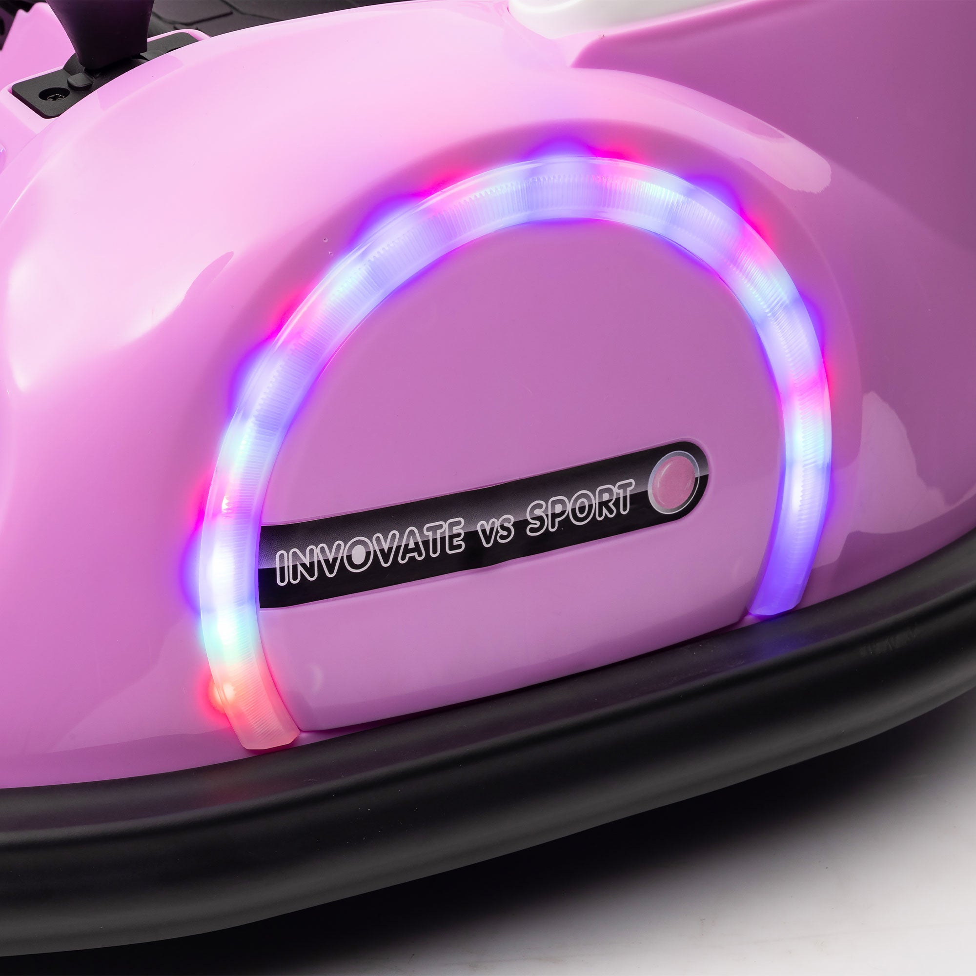 360° Rotation Kids Bumper Car, 12V Waltzer Car with Remote Control, Dual Joysticks, Music Lights - Pink
