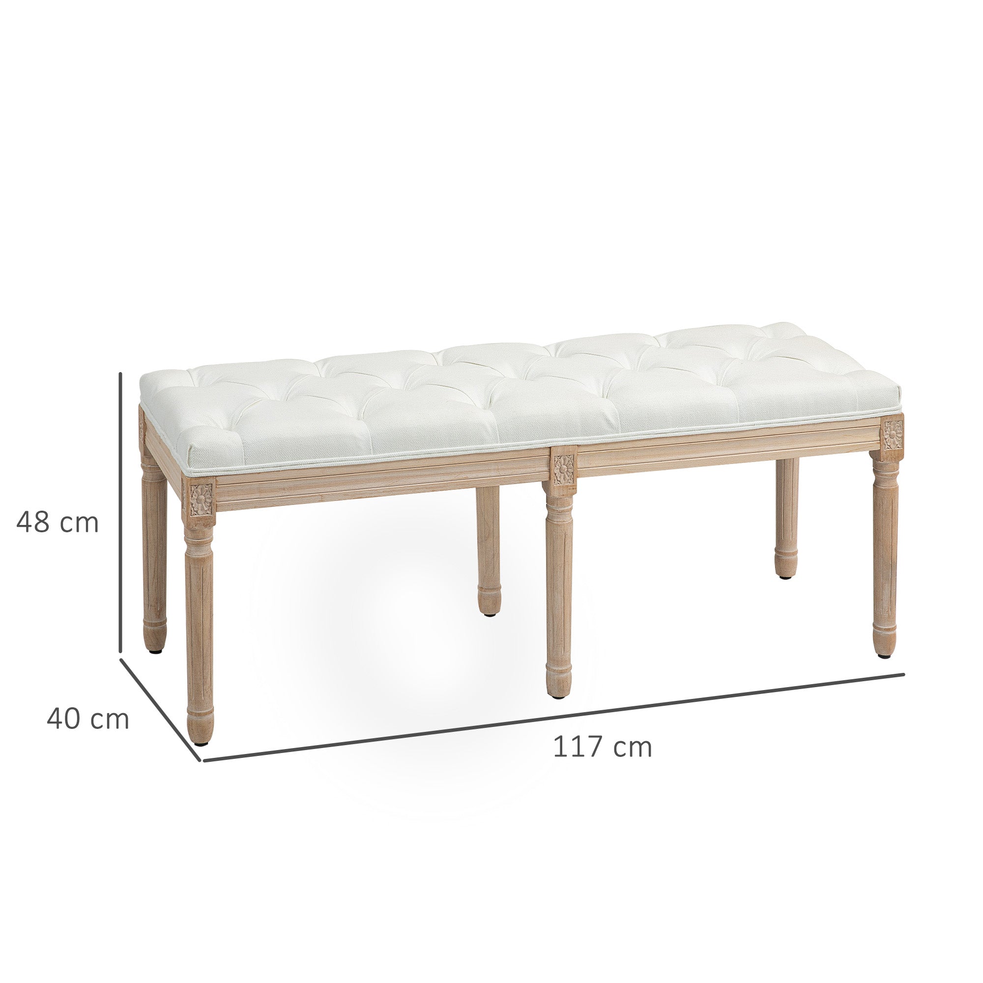 Vintage French Look Bed End Bench - Cream White