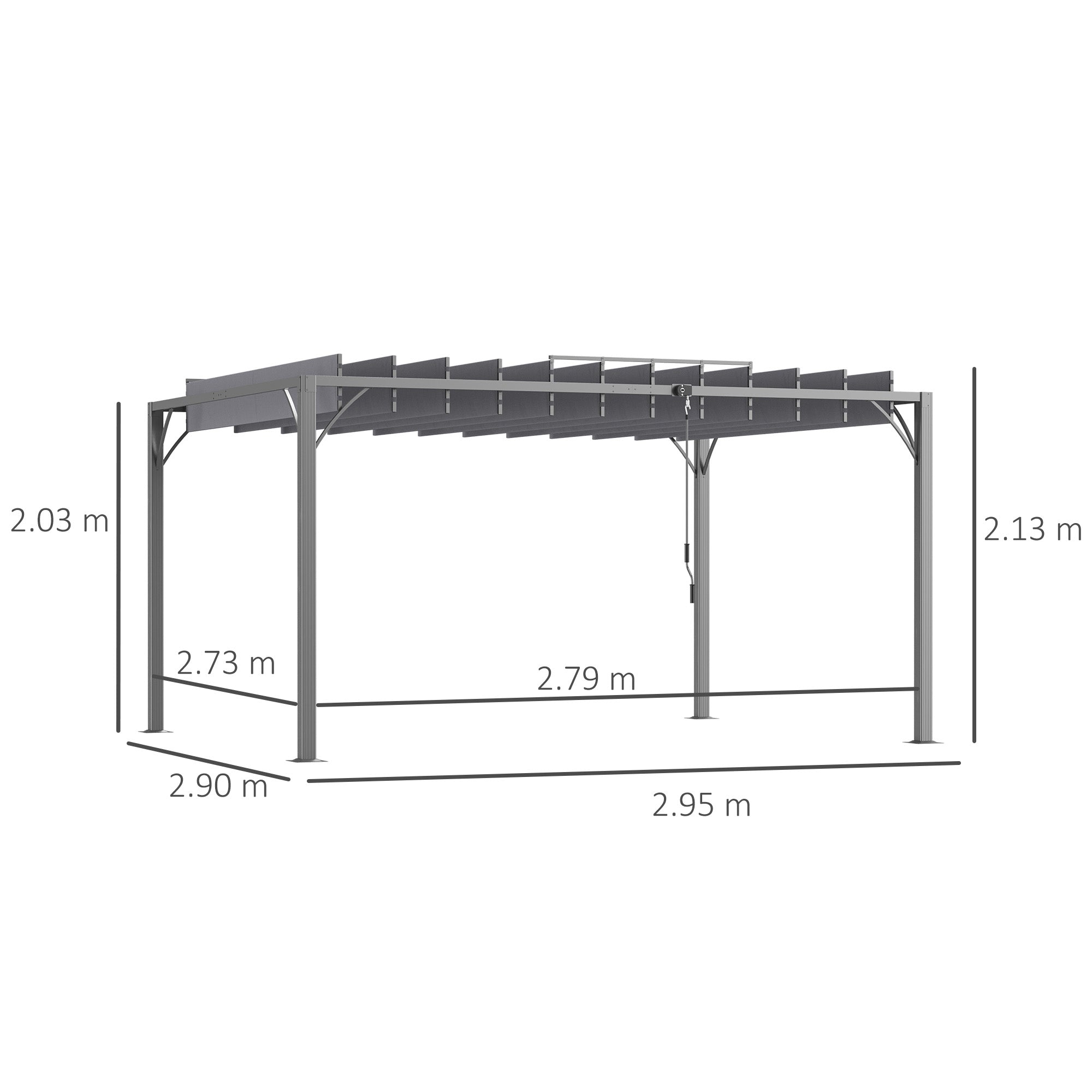 4 x 3(m) Outdoor Pergola with Retractable Roof, Aluminium Louvered Patio Gazebo Canopy for Lawn Garden Patio, Grey
