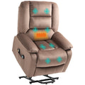 Electric Lift and Recline Massage Armchair with Remote Control - Brown