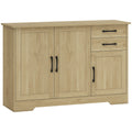 Sideboard with 2 Drawers Modern Storage Cabinet, Kitchen Cupboard with Adjustable Shelf and 3 Doors Natural