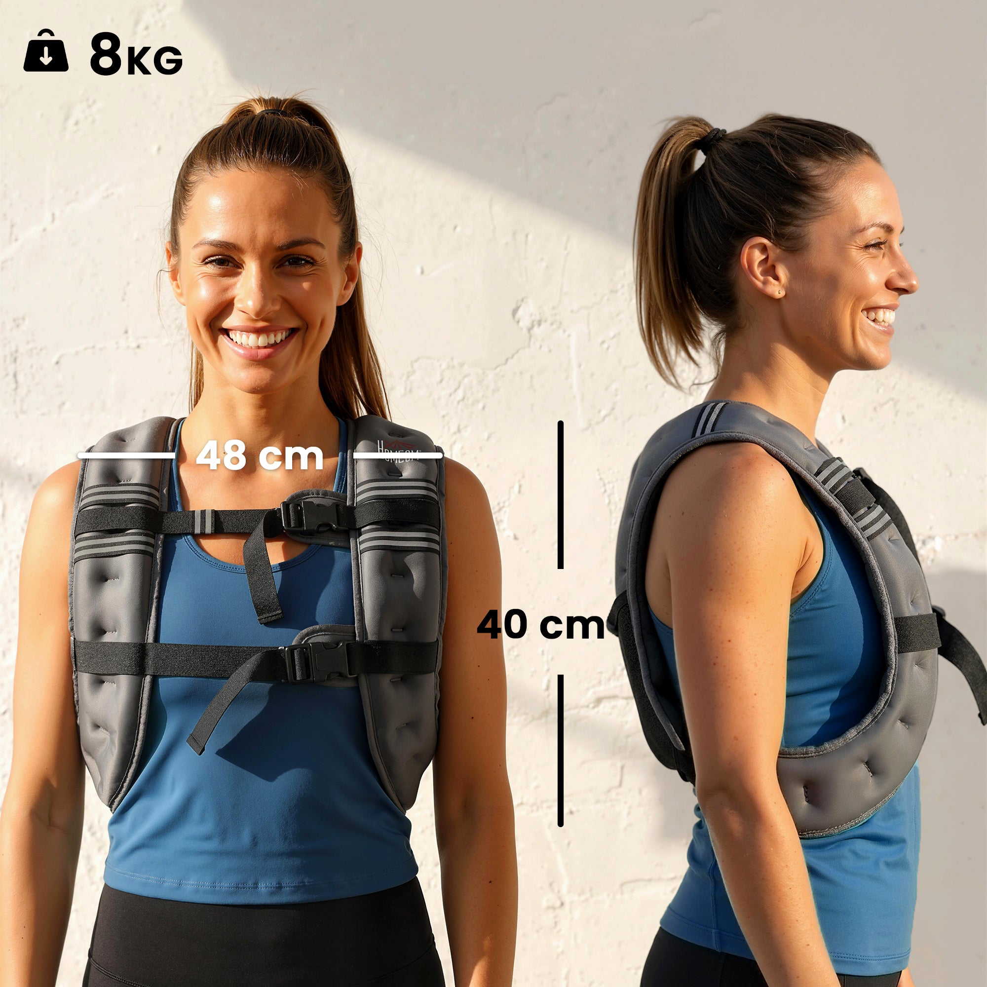 8KG Weighted Vest, Running Weight Vest with Adjustable Strap, Convenient Pocket and Reflective Strips for Men and Women