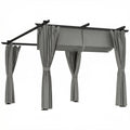 3 x 3 m Retractable Roof Pergola, with Curtains - Light Grey