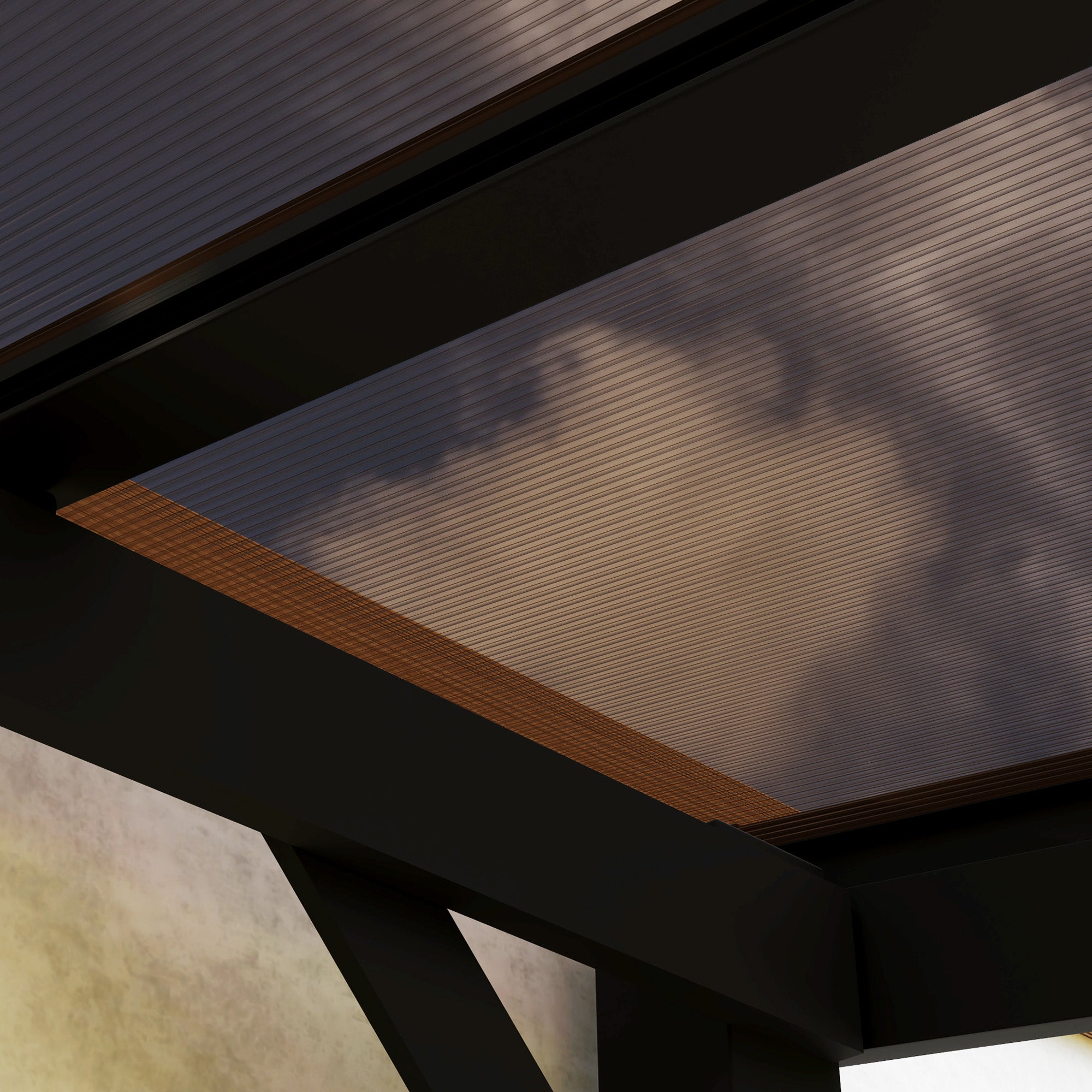 3 x 3(m) Metal Pergola with UPF 50+ and Waterproof Polycarbonate Roof, Wall-Mounted or Free Standing Garden Gazebo, Wind-resistant Outdoor Sun Shade, Dark Grey