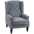 Wingback Accent Chair, Retro Upholstered Button Tufted Occasional Chair for Living Room and Bedroom, Grey