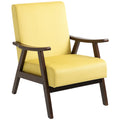 Nordic Velvet Upholstered Accent Armchair with Solid Wood Frame and Thick Padding - Champagne
