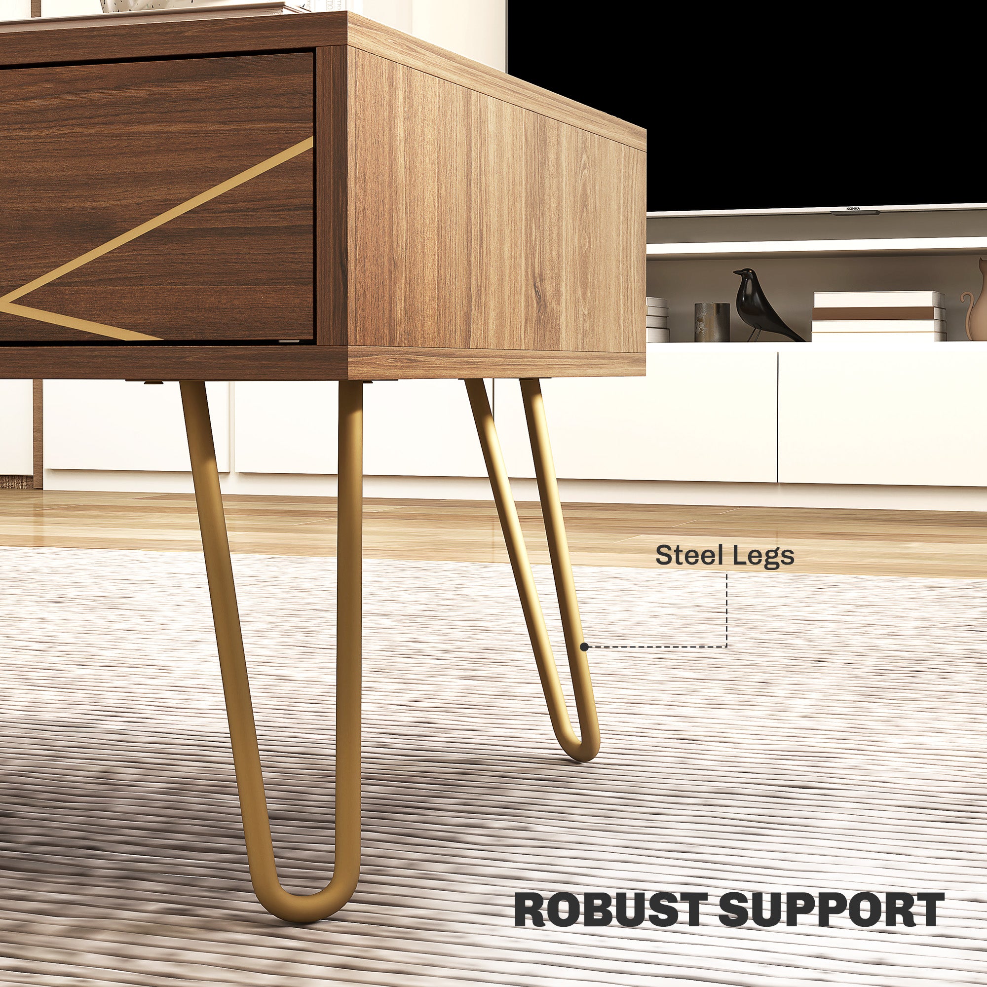 Rectangular Coffee Table with Storage Drawers 100x50x41 cm Steel Base - Brown