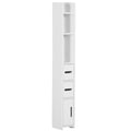 Modern Freestanding Tall Bathroom Storage Cabinet with Shelves and 3 Cupboards - White