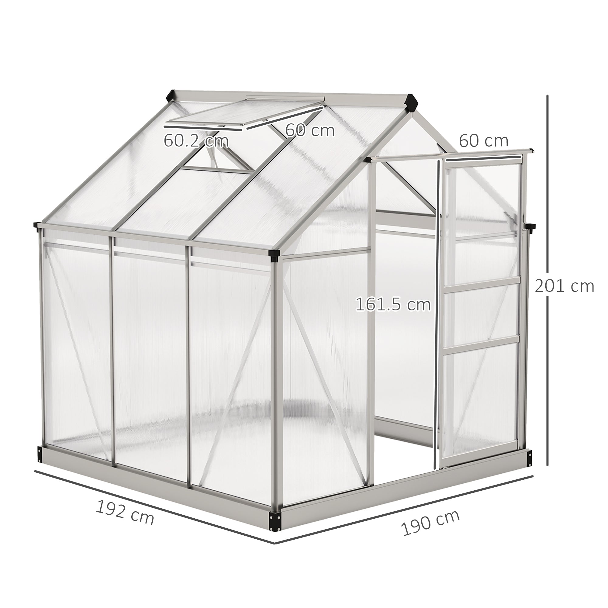 6 x 6ft Polycarbonate Greenhouse - Clear