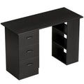 Computer Desk, Writing Table, PC Workstation with 3 Storage Shelves and Drawers, Handle, for Home Office, Black
