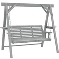 Three-Seater Wooden Swing Bench, Dark Grey