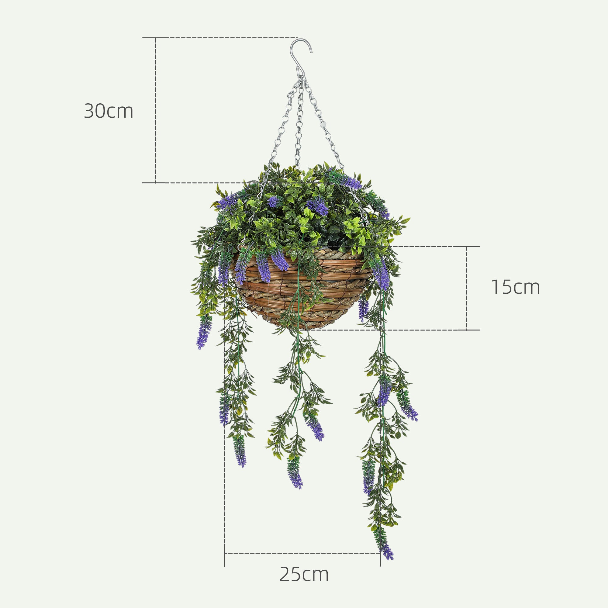 hanging plant display Artificial Lavender Plants Set of 2 Hanging Baskets Purple