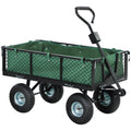 114L Steel Frame Garden Cart Trolley with Waterproof Bag and Pneumatic Wheels - Green