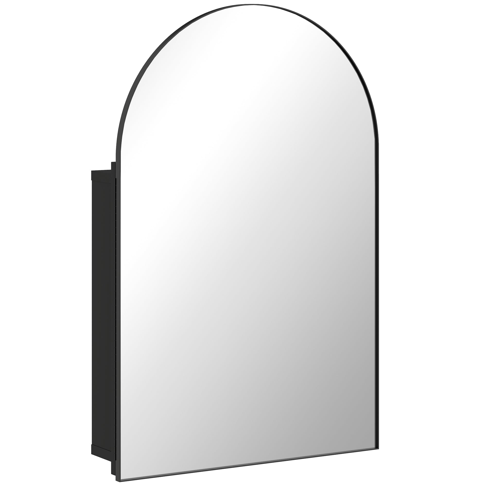 Bathroom Mirror Cabinet with Mirror, Arched Wall Mounted Bathroom Cabinet with Storage Shelves, Black