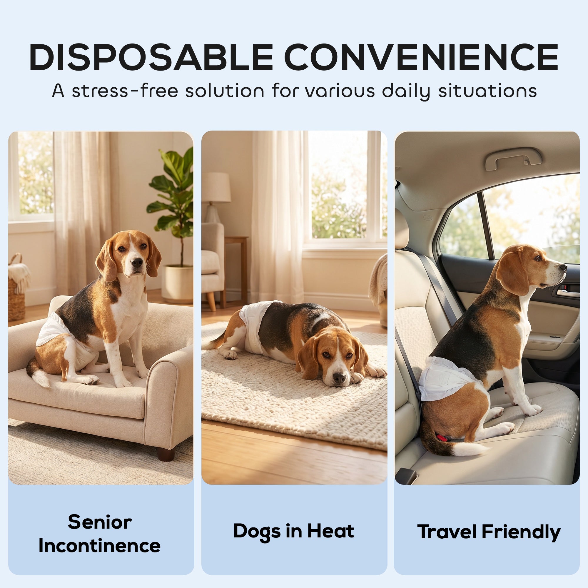 Dog Diapers Super Absorbent Leak-Proof Dog Nappies for Male Dogs Size M 45-64 cm Waist