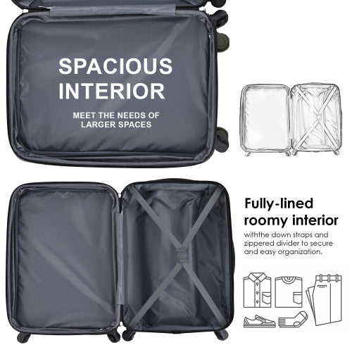 24" 4-Wheel ABS Hard Shell Travel Trolley Suitcase with Adjustable Handle, Luggage with Secure Lock, 45L × 28W × 69H cm, Golden