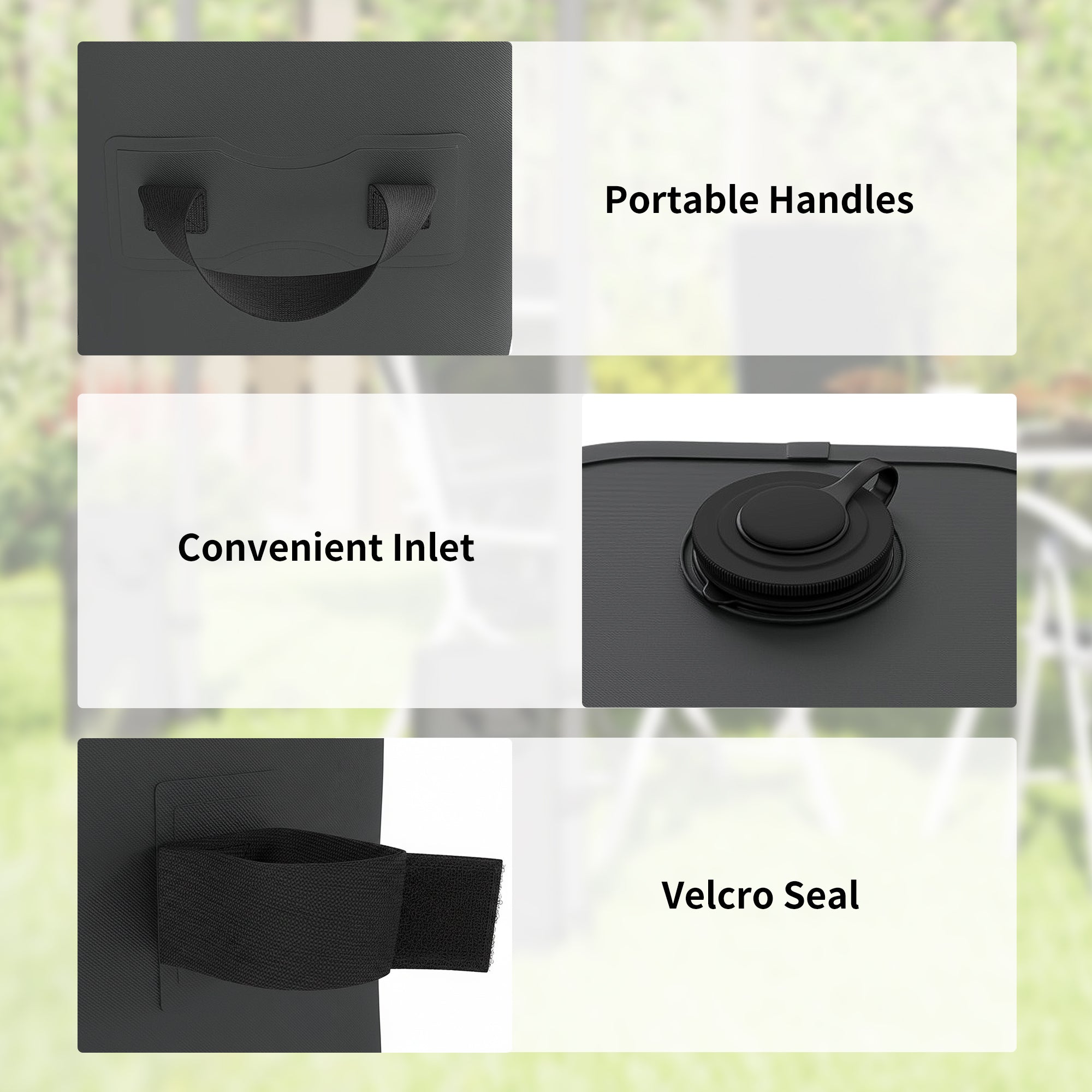 Set of 4 Heavy Duty Gazebo Weights Bags, 500D Sand Weights with Carry Handles for Garden Marquee, Parasol, Black