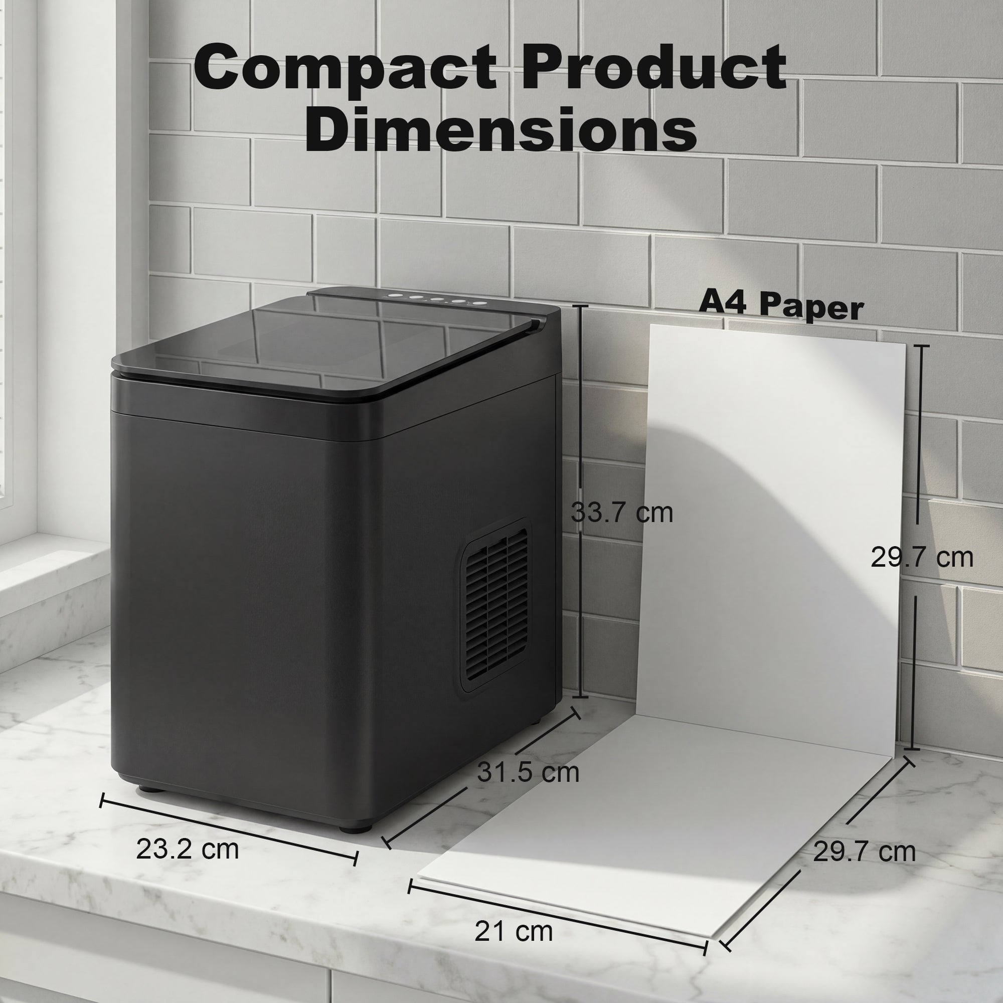 Countertop Ice Maker Machine Self-Cleaning Compact Ice Machine with Ice Scoop and Basket Black