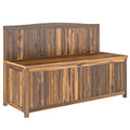 Ergonomic Wood Storage Bench with Varnished Fir Wood - Brown