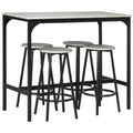 Five-Piece Industrial Bar Table Set with Four Stools - Grey/Black