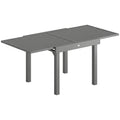 Extending Garden Table for 4-8 People, Aluminium Outdoor Dining Table with Slatted Top, Dark Grey