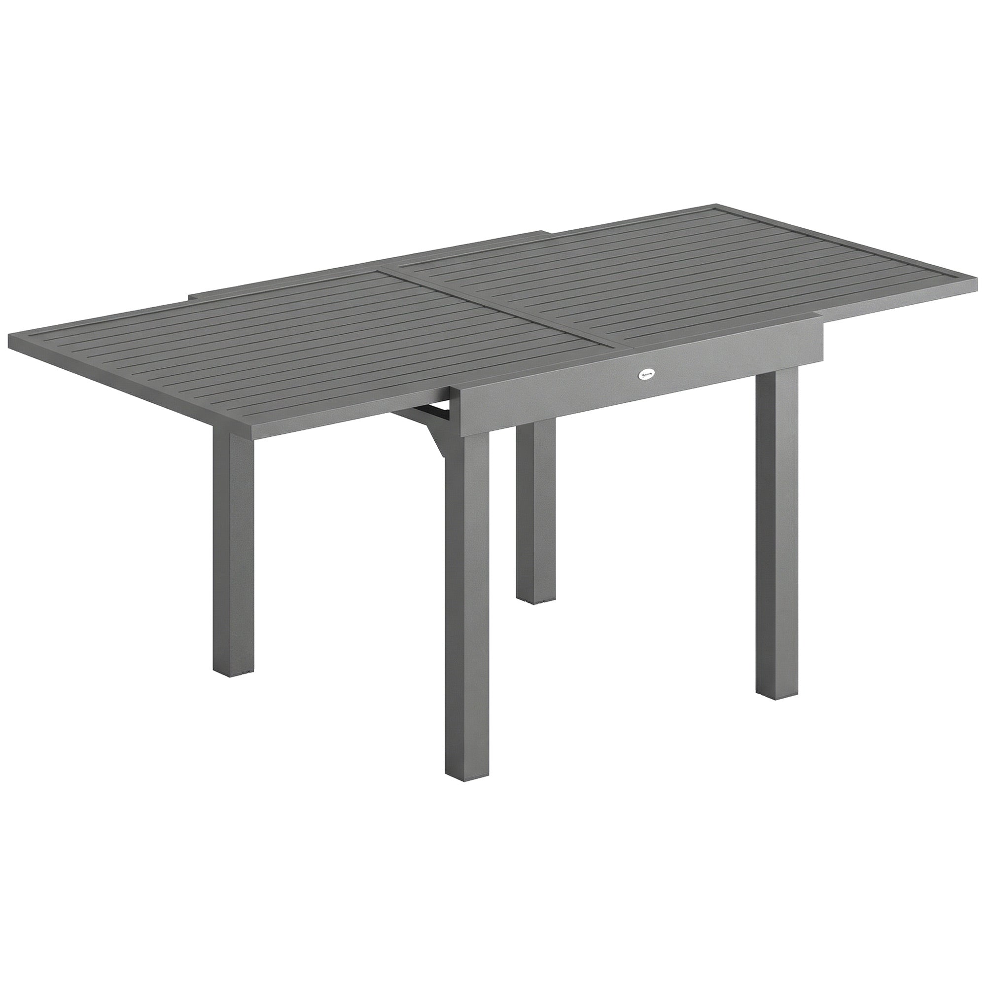 Extending Garden Table for 4-8 People, Aluminium Outdoor Dining Table with Slatted Top, Dark Grey