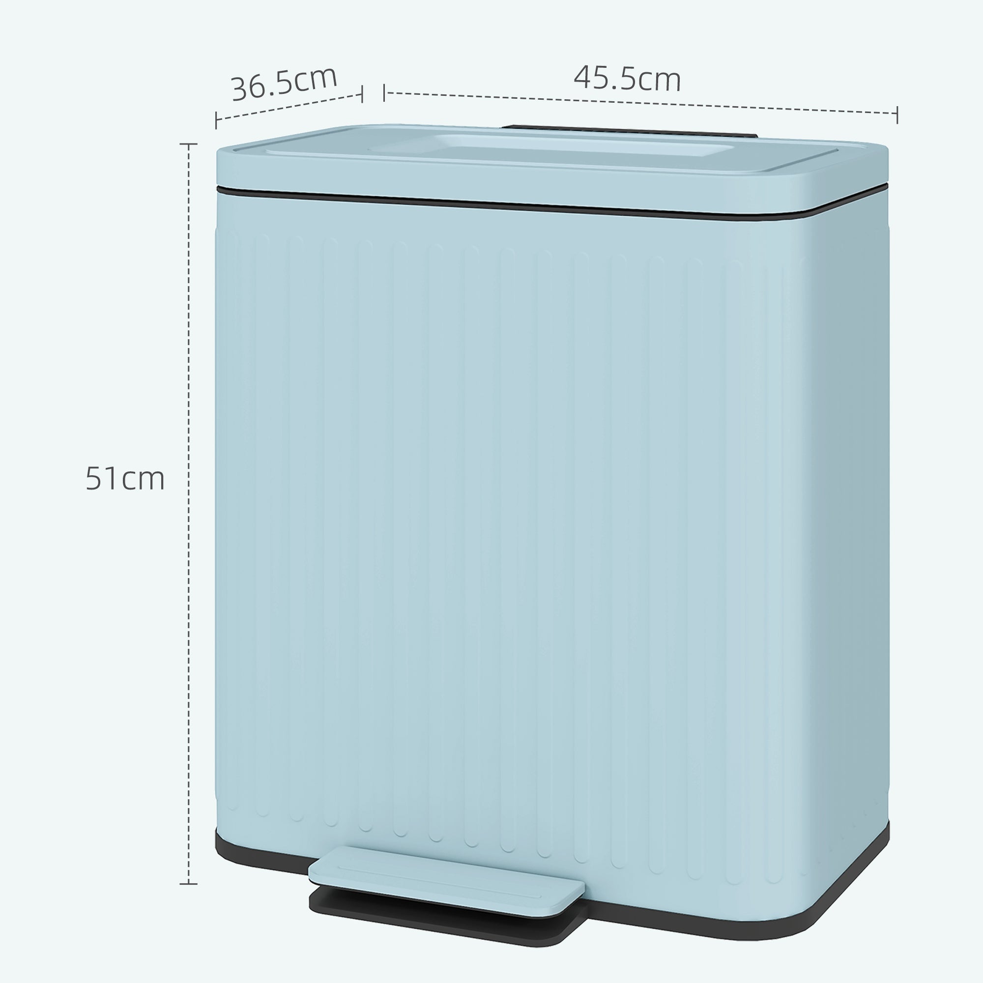 Dual Kitchen Bin, 2 x 20L Double Bin for Recycling and Waste, Fingerprint-proof Pedal Bin with Soft-Close Lid, Removable Inner Buckets, Light Green