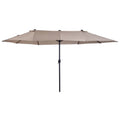 4.6m Double-Sided Patio Parasol with Crank Lift - Tan