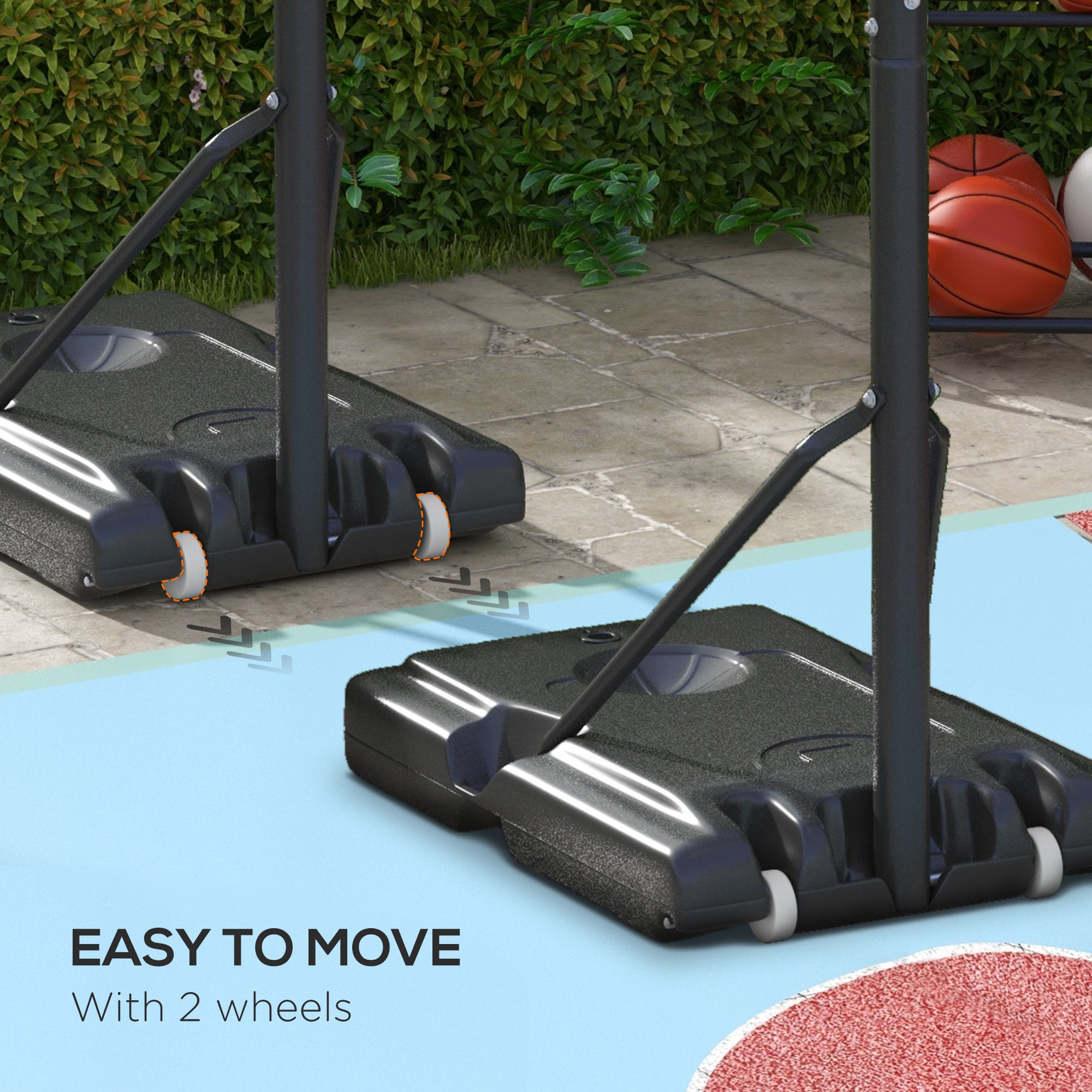 Height Adjustable Basketball System, Freestanding Basketball Hoop and Stand w/ Wheels, 2.35-3.05m