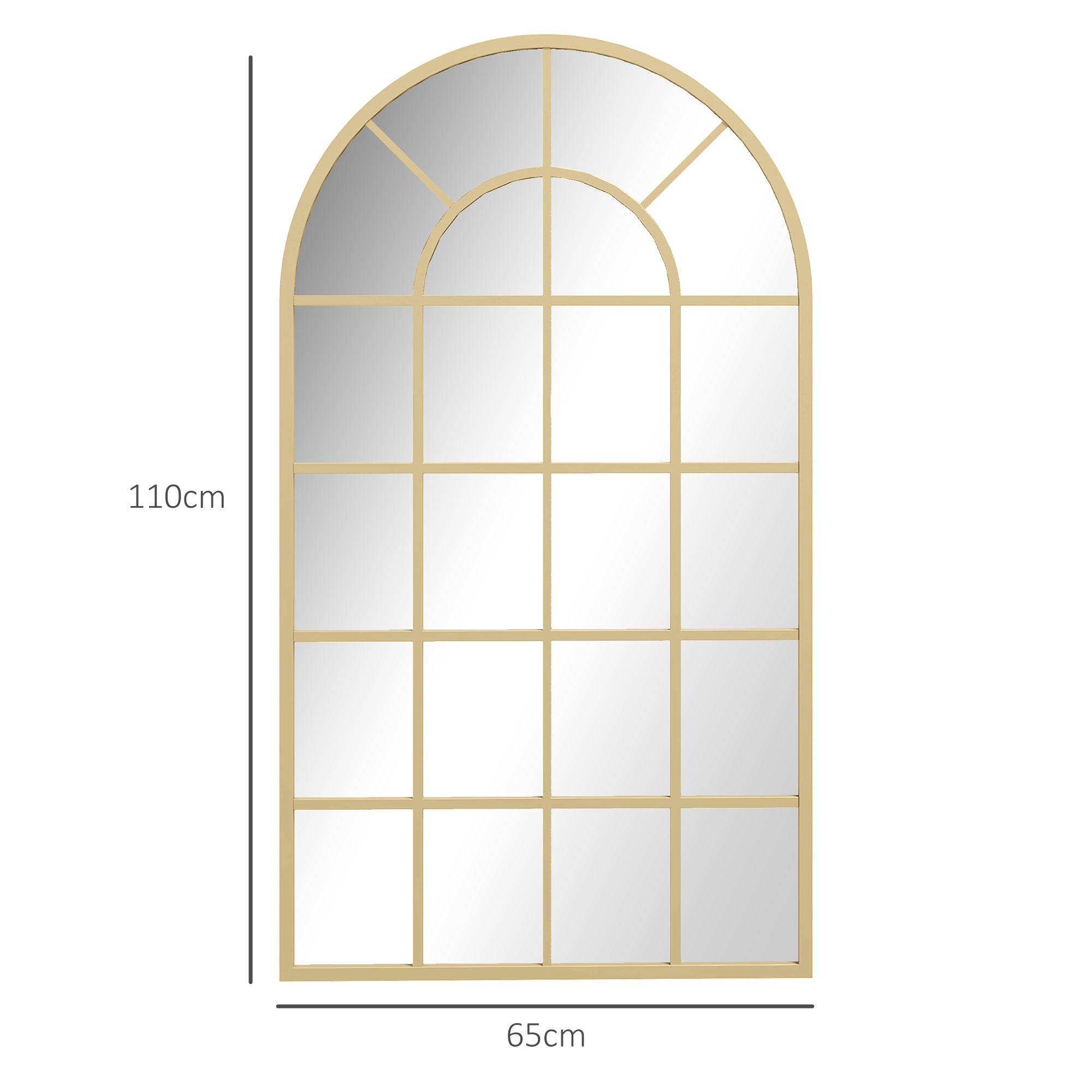 110 x 65 cm Arched Decorative Wall Mirror for Bedroom Living Room, Modern Window Bathroom Mirror for Home Decor