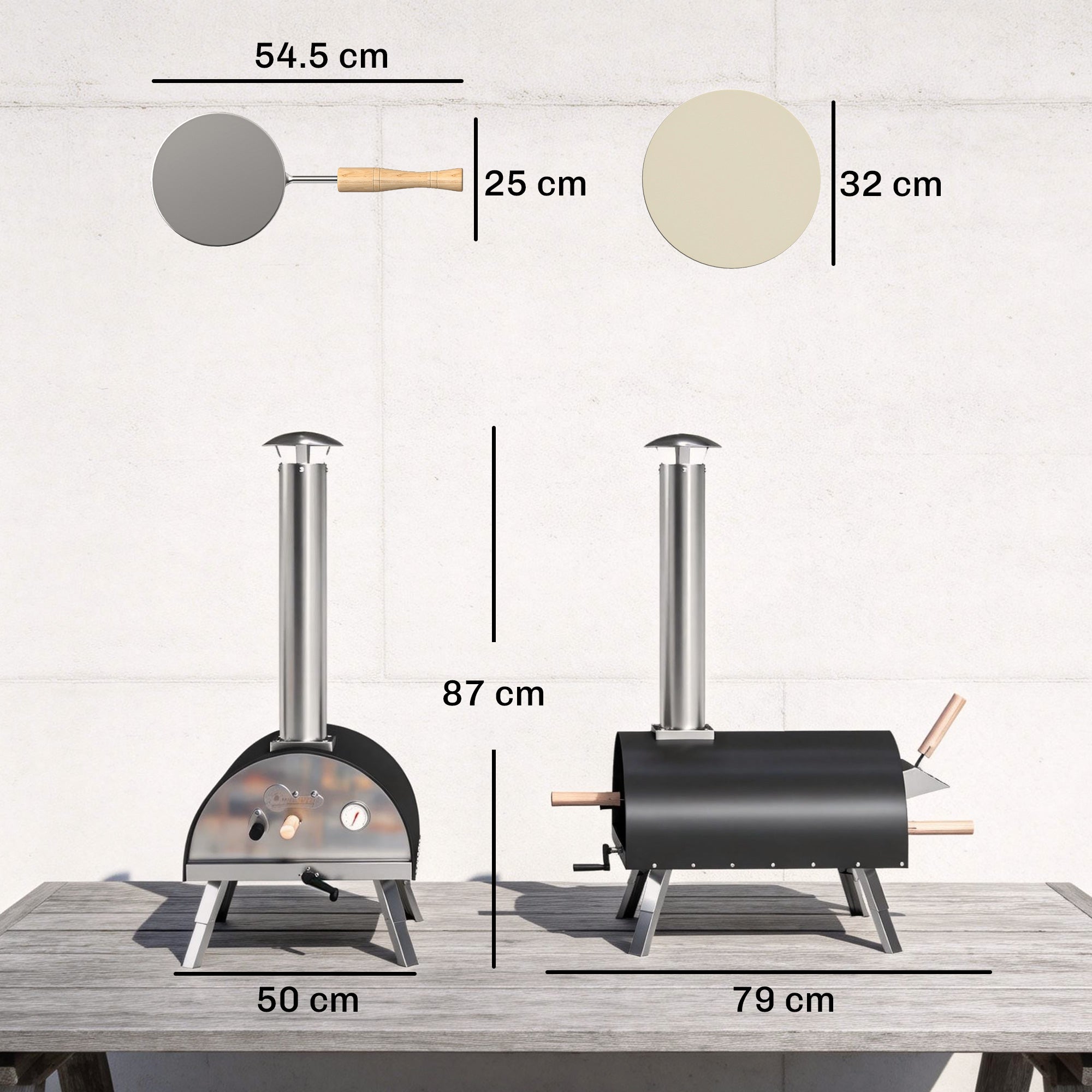 Outdoor Pizza Oven Foldable Legs Pellet Wood Fired Pizza Maker w/ 12" Rotating Stone and Peel