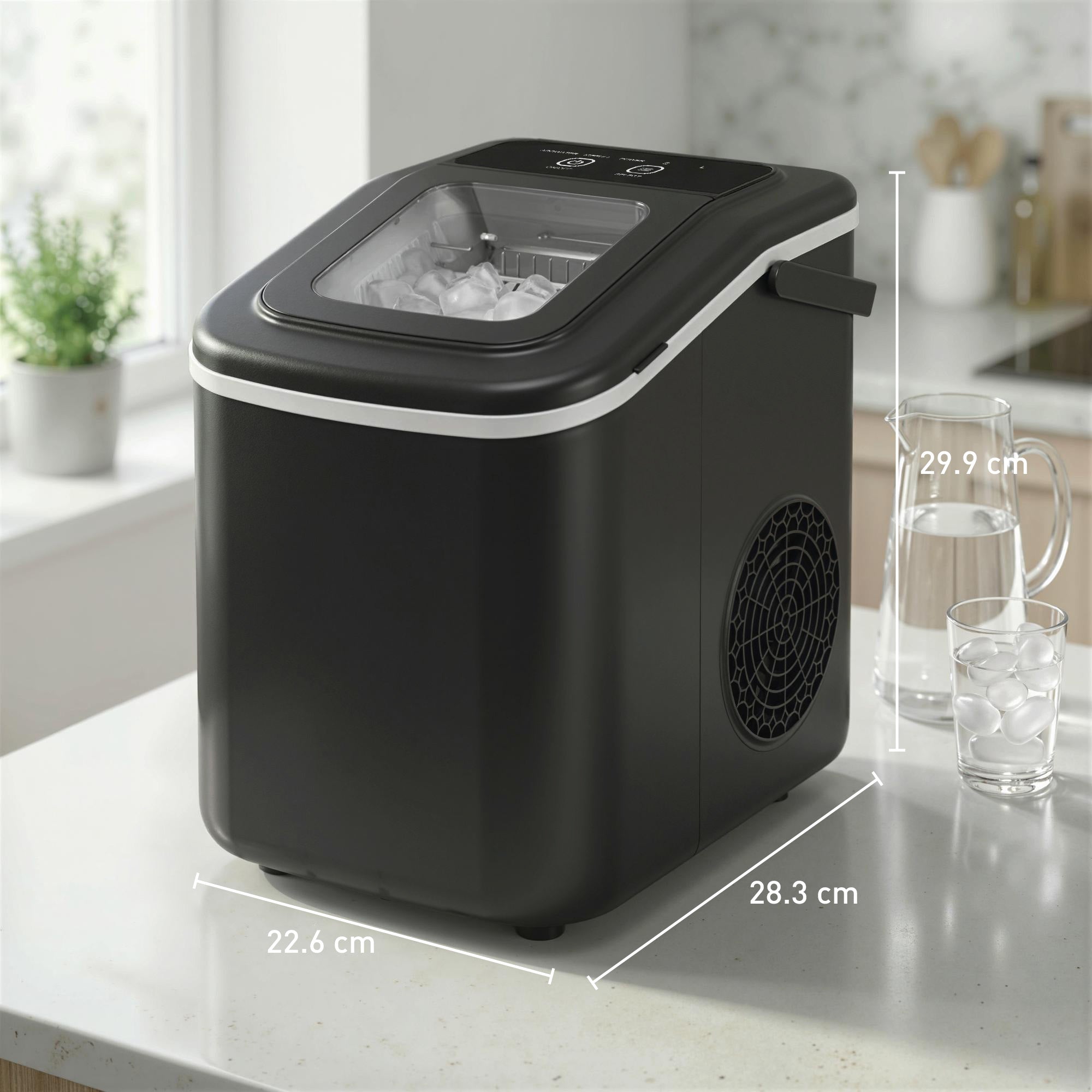 Countertop Ice Maker Machine 9 Cubes in 7 Mins Portable Ice Machine Ice Scoop and Basket 2 Sizes Black