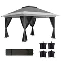 3.6 x 3.6m Pop-Up Gazebo with Accessories, UPF50+ Canopy, Adjustable Legs - Grey