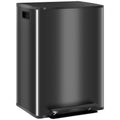 60L Dual Compartment Stainless Steel Kitchen Bin with Deodoriser Holders - Black
