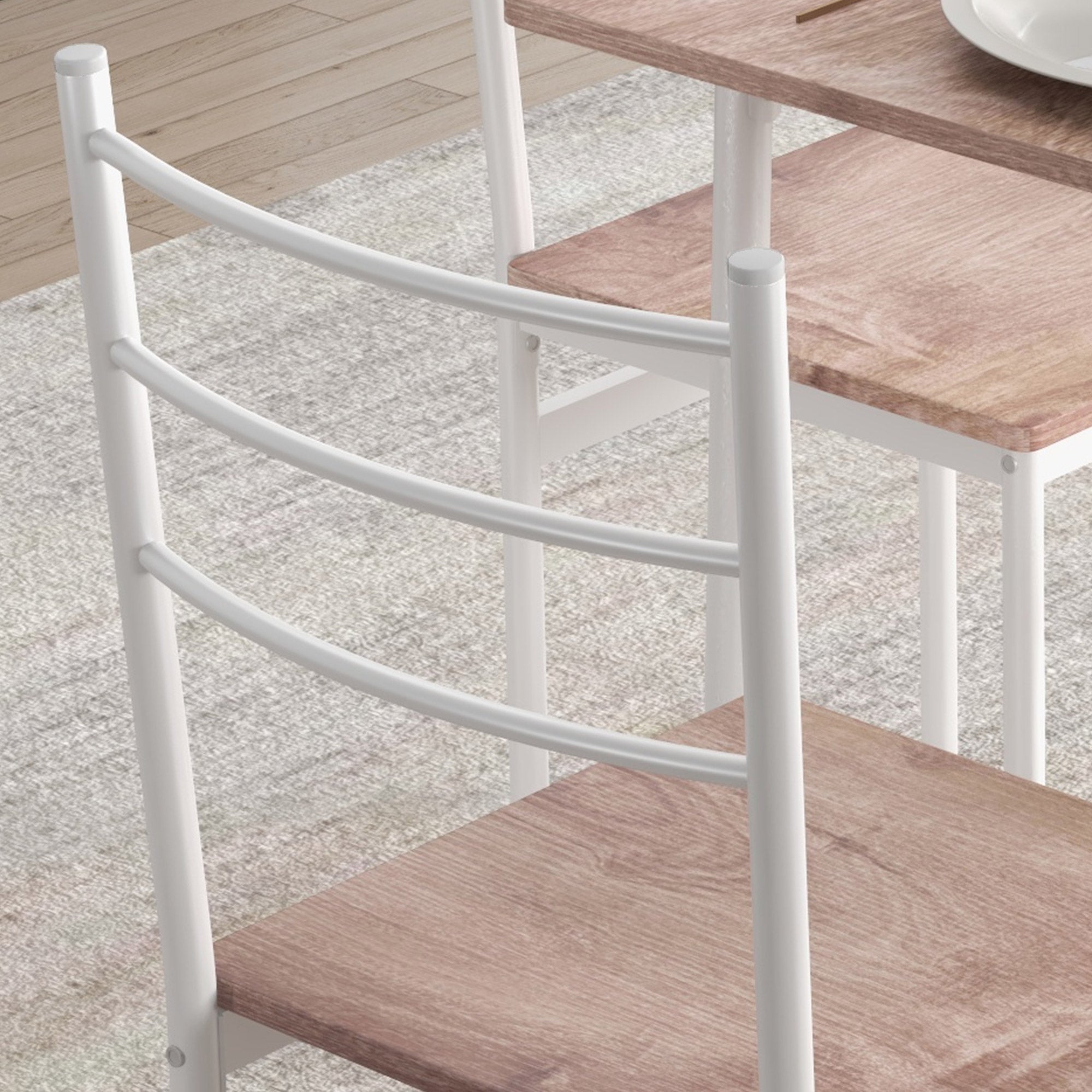 Five-Piece Compact Dining Table and Chairs Set - Brown/White