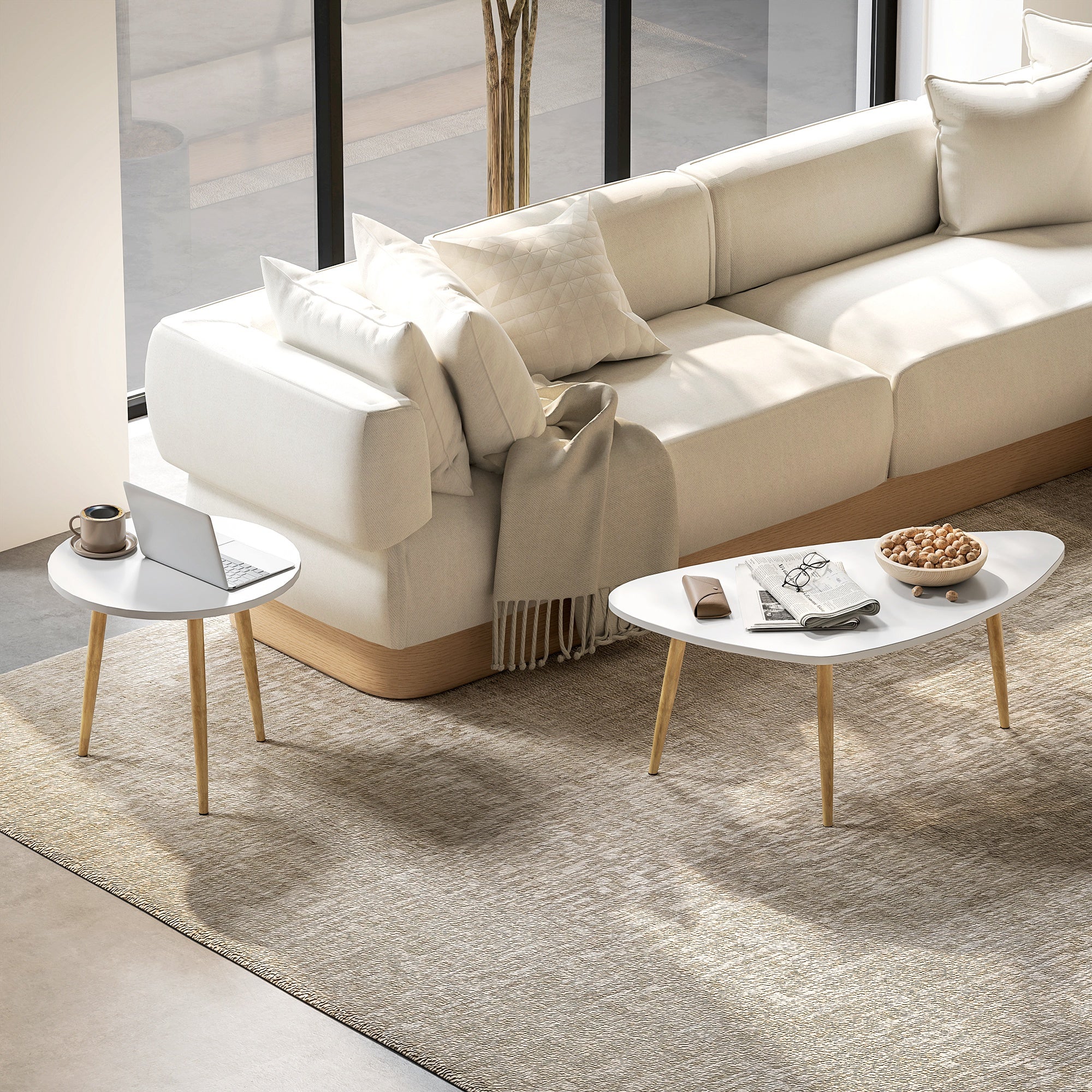 Set of Two Scandinavian-Style Coffee Tables - White