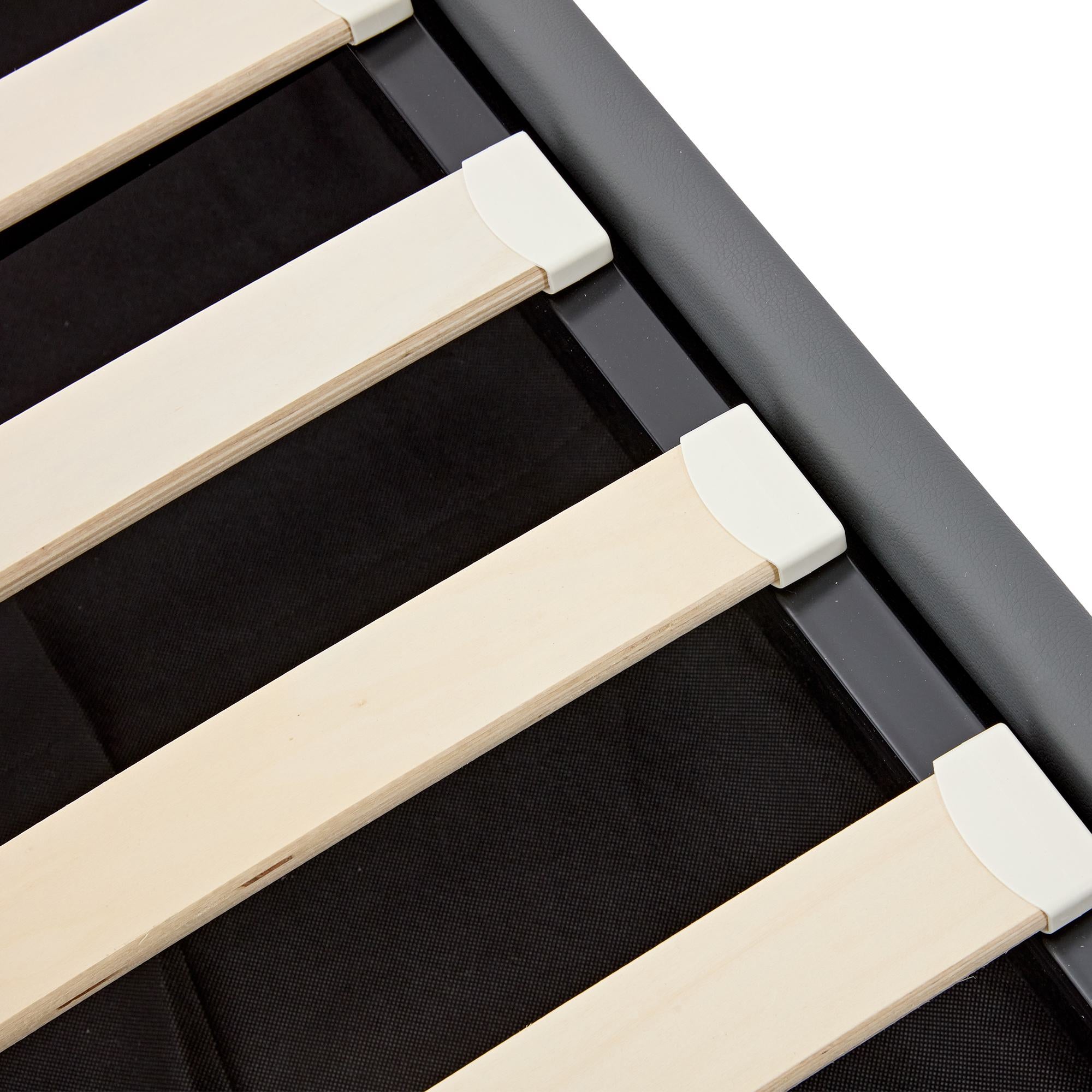 Upholstered Double Bed with USB Charging & LED Lighting - Gray