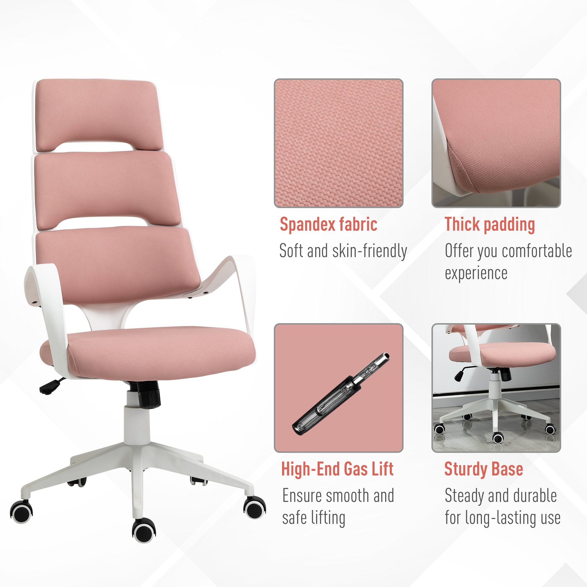 Plastic Ergonomic High Back Office Chair Pink