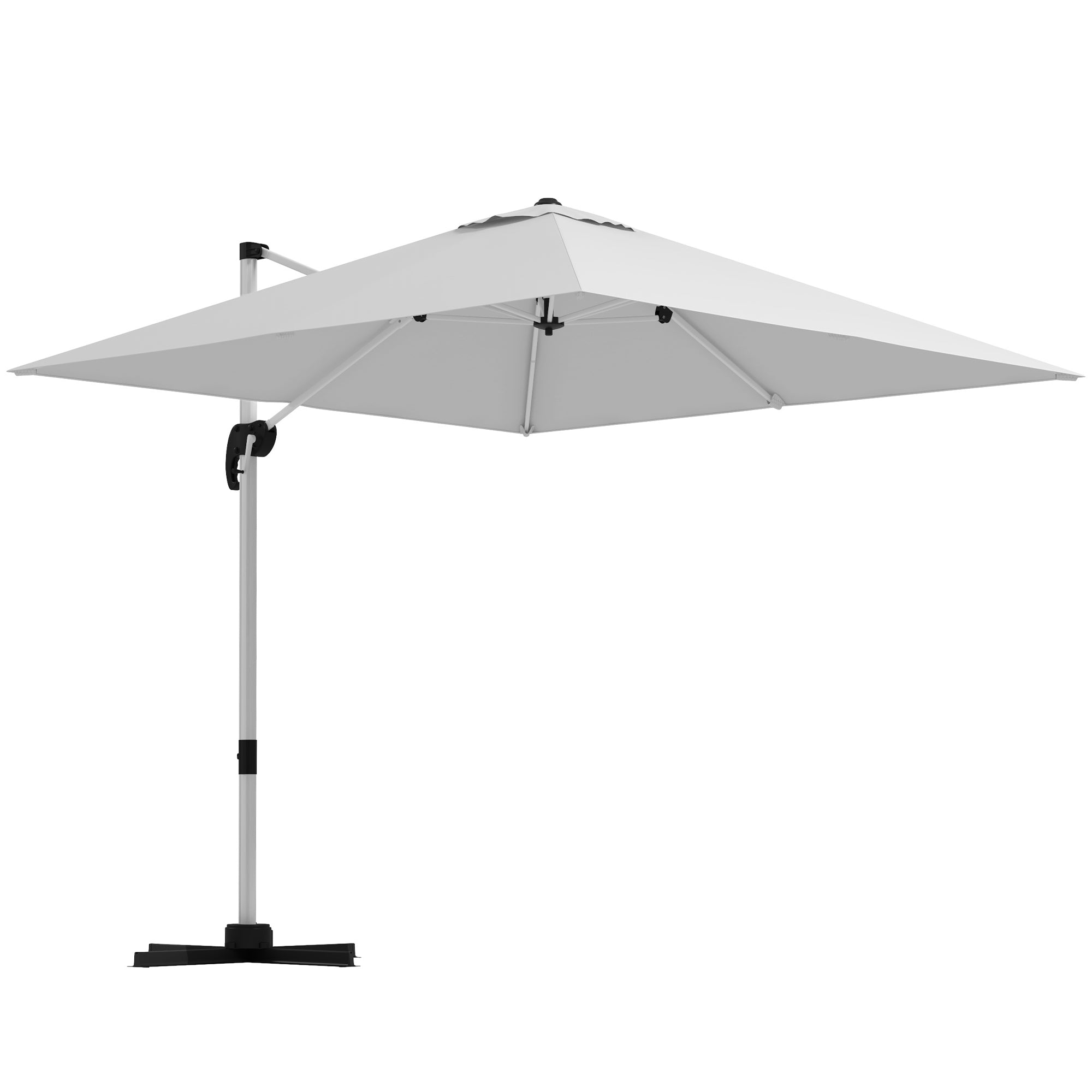 Square Cantilever Garden Parasol, with Five-Position Canopy - White