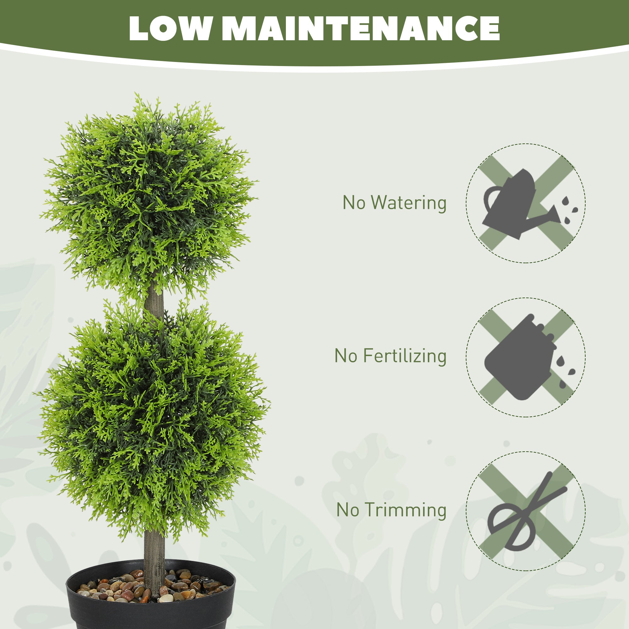 Set of 2 Decorative Artificial Trees, Topiary Ball-shaped Boxwood Trees in Pot with Cypress Leaves, Fake Plants for Home Indoor outdoor Decor, 60cm, 2 Tree Balls
