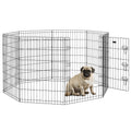 8 Panel DIY Dog Pen with Door 91cm High for Small Animals Indoor Outdoor - Black